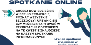 plakat informujący o bezpłatnym spotkaniu online